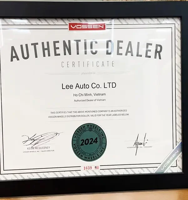 Vossen Authentic Dealer Certificate