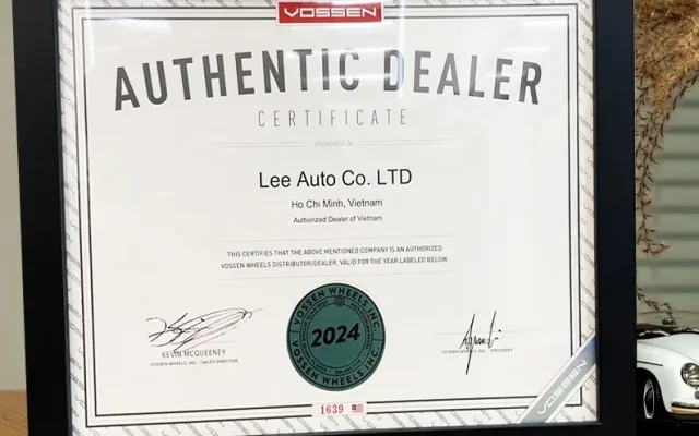 Vossen Authentic Dealer Certificate