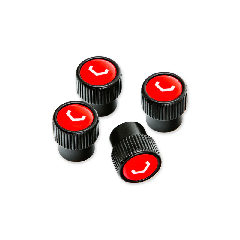 VOSSEN CLASSIC V VALVE STEM CAP SET (BLACK/RED)